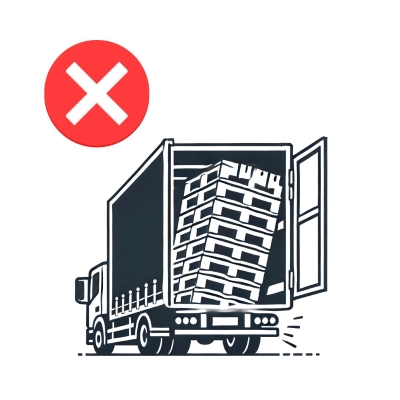 Schéma d'un manque de stabilité de palette pendant le transport en camion