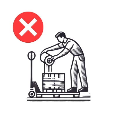 Schéma d'un opérateur qui palettise manuellement sa palette