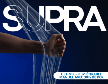 Découvrez ULTIM’R, notre nouveau film étirable manuel intégrant 30 % de plastique recyclé post consommation.